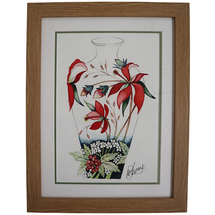 Scarlet Mallow - Vase + Watercolour